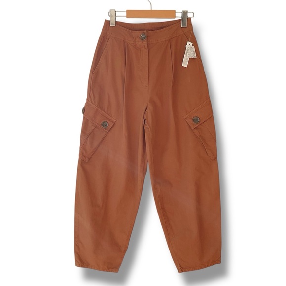 Free People Cargo Pocket Taper Pants in Brown Size 2 NWT - Picture 2 of 12